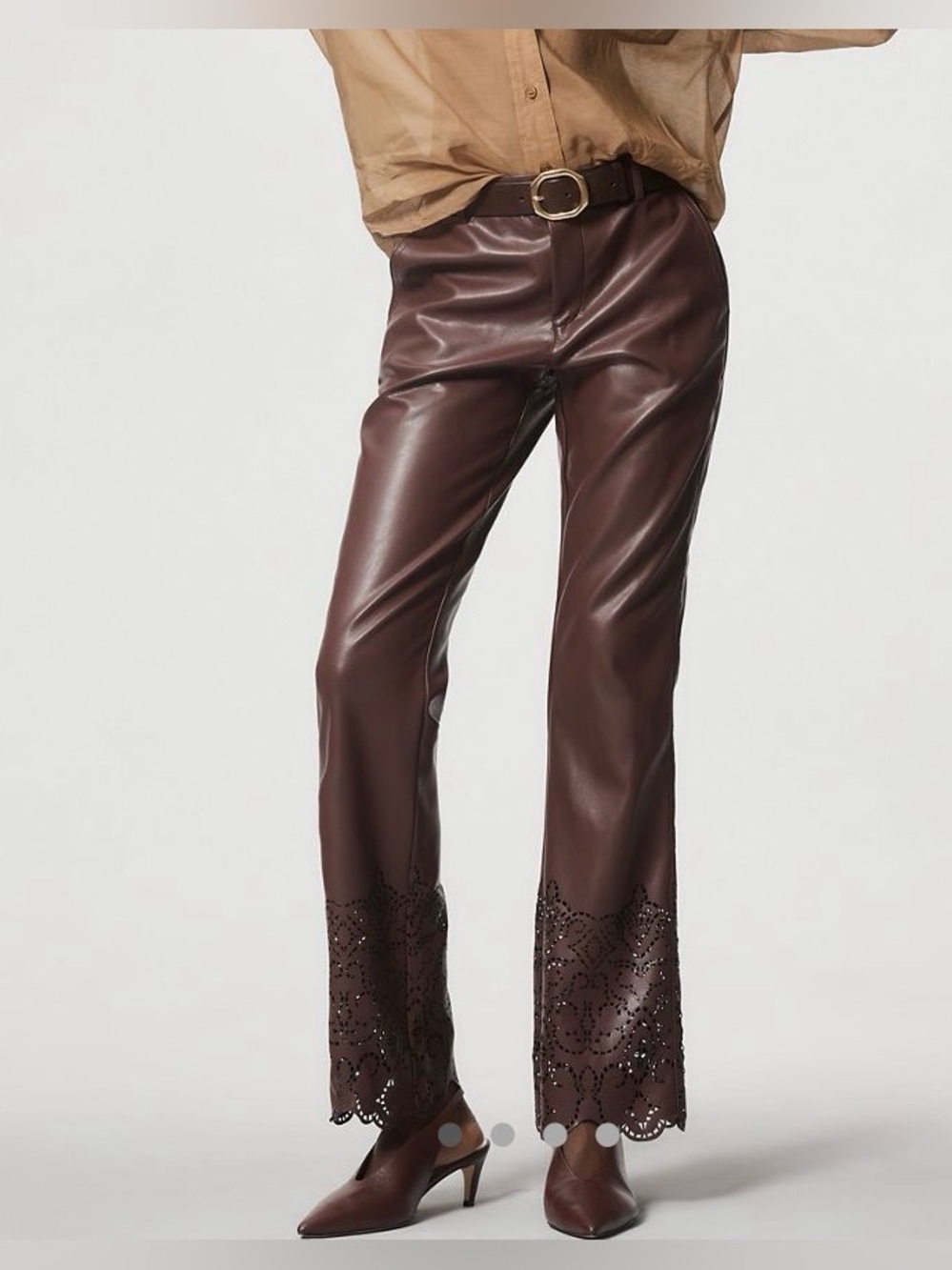 Anthropologie Faux Leather Novelty Slim Flare Pants